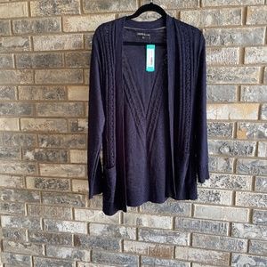 NWT Two pocket navy blue pointillé cardigan